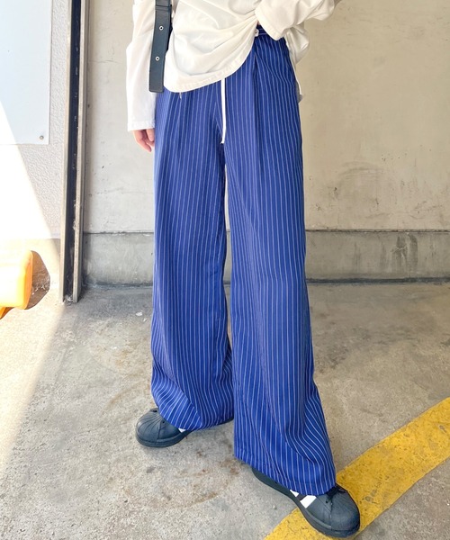 ABYS（アビス）の「【新色追加】レイヤード風ストライプパンツ（スラックス・レディース・ベージュ/ブラック/ブルー/ライトグレー・MEDIUM/LARGE）」の12枚目の写真