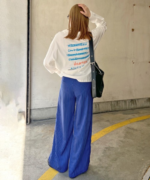 ABYS（アビス）の「【新色追加】レイヤード風ストライプパンツ（スラックス・レディース・ベージュ/ブラック/ブルー/ライトグレー・MEDIUM/LARGE）」の13枚目の写真