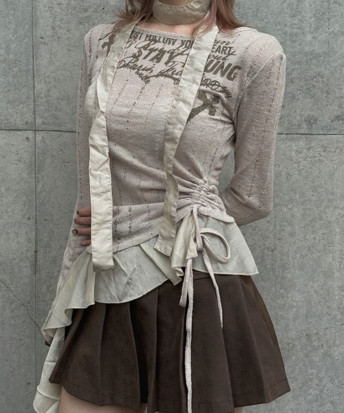 ZIPPER CLUB（ZIPPER CLUB ジッパークラブ）の「vintage design frill knit（ニット/セーター・レディース・ブラック/ホワイト・SMALL/MEDIUM/LARGE）」の10枚目の写真