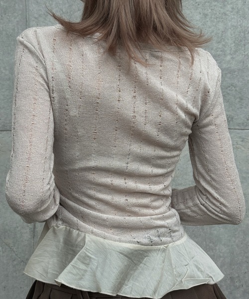 ZIPPER CLUB（ZIPPER CLUB ジッパークラブ）の「vintage design frill knit（ニット/セーター・レディース・ブラック/ホワイト・SMALL/MEDIUM/LARGE）」の11枚目の写真