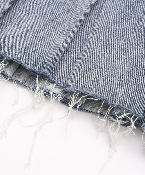 X-girl（エックスガール）の「BOX PLEAT DENIM MINI SKIRT（デニムスカート・レディース・ブラック/ライトインディゴブルー・S/M）」の8枚目の写真