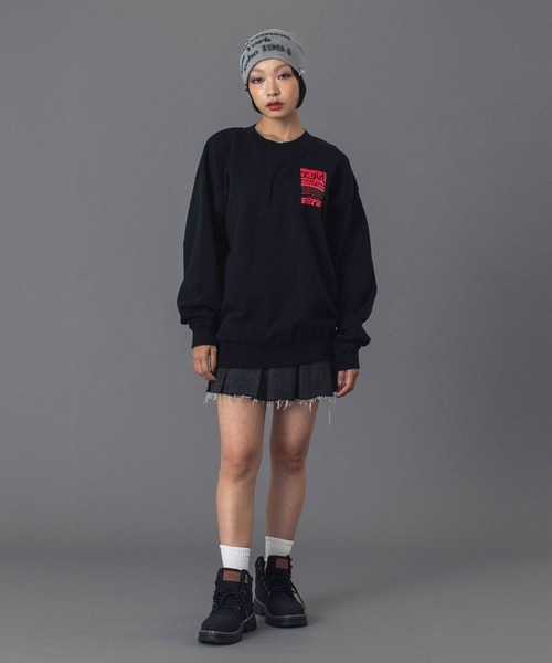 X-girl（エックスガール）の「BOX PLEAT DENIM MINI SKIRT（デニムスカート・レディース・ブラック/ライトインディゴブルー・S/M）」の18枚目の写真