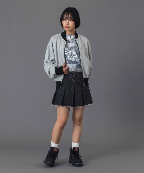 X-girl（エックスガール）の「BOX PLEAT DENIM MINI SKIRT（デニムスカート・レディース・ブラック/ライトインディゴブルー・S/M）」の21枚目の写真