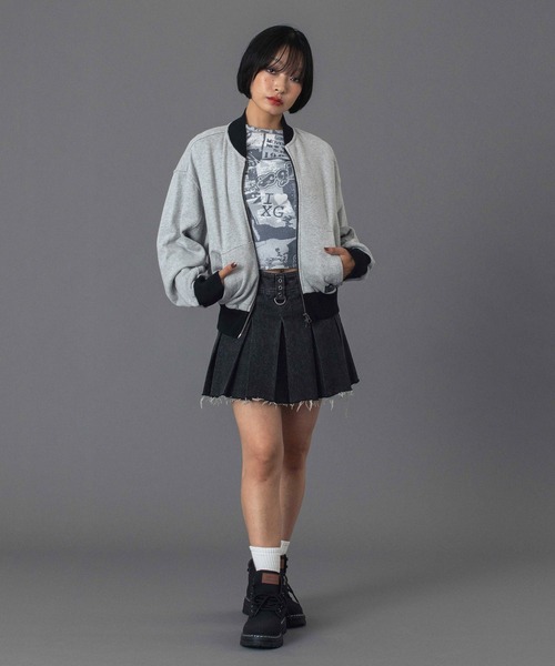 X-girl（エックスガール）の「BOX PLEAT DENIM MINI SKIRT（デニムスカート・レディース・ブラック/ライトインディゴブルー・S/M）」の22枚目の写真