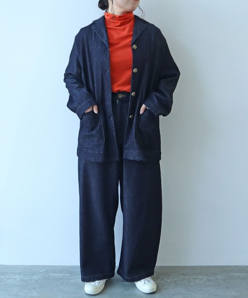 bulle de savon（ビュルデサボン）の「△7.7oz denim ジャケット（デニムジャケット・レディース・インディゴブルー・FREE）」の5枚目の写真