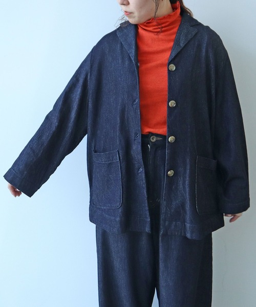 bulle de savon（ビュルデサボン）の「△7.7oz denim ジャケット（デニムジャケット・レディース・インディゴブルー・FREE）」の3枚目の写真