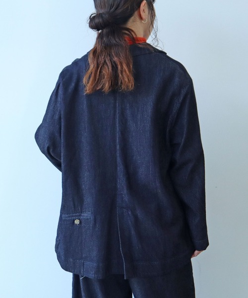 bulle de savon（ビュルデサボン）の「△7.7oz denim ジャケット（デニムジャケット・レディース・インディゴブルー・FREE）」の4枚目の写真