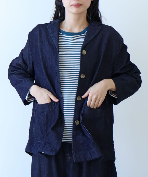 bulle de savon（ビュルデサボン）の「△7.7oz denim ジャケット（デニムジャケット・レディース・インディゴブルー・FREE）」の11枚目の写真