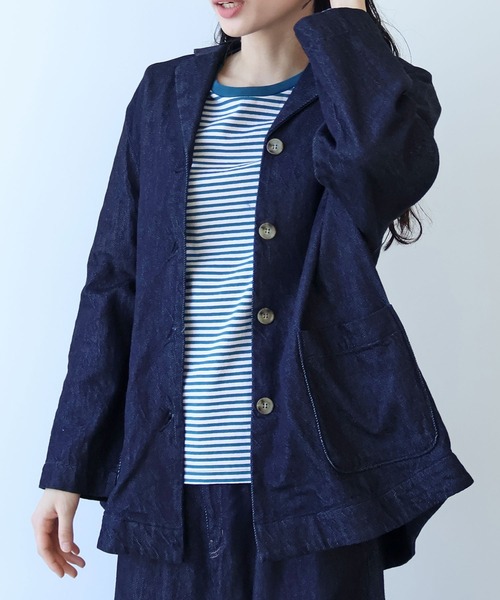 bulle de savon（ビュルデサボン）の「△7.7oz denim ジャケット（デニムジャケット・レディース・インディゴブルー・FREE）」の12枚目の写真