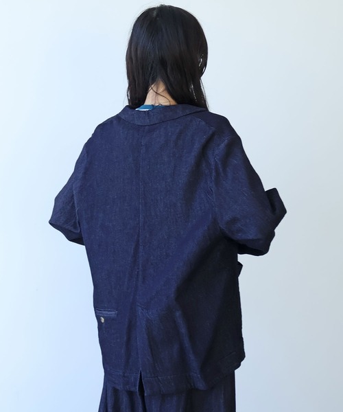 bulle de savon（ビュルデサボン）の「△7.7oz denim ジャケット（デニムジャケット・レディース・インディゴブルー・FREE）」の13枚目の写真