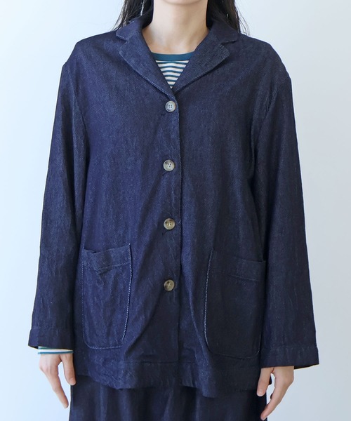 bulle de savon（ビュルデサボン）の「△7.7oz denim ジャケット（デニムジャケット・レディース・インディゴブルー・FREE）」の19枚目の写真