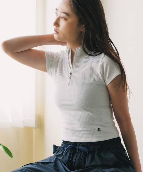 セール】Calvin Klein/カルバンクライン VARIEGATED RIB HALF