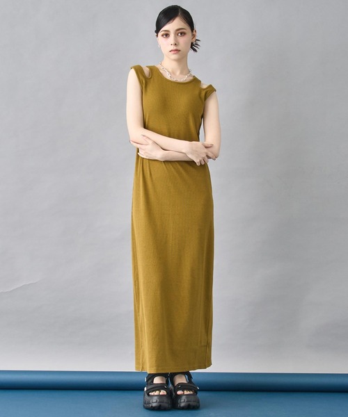 ANAP（アナップ）の「カップ付き レイヤード風 デザイン リブ ワンピース（ワンピース・レディース・ネイビー/ブラック/マスタード・FREE）」の13枚目の写真