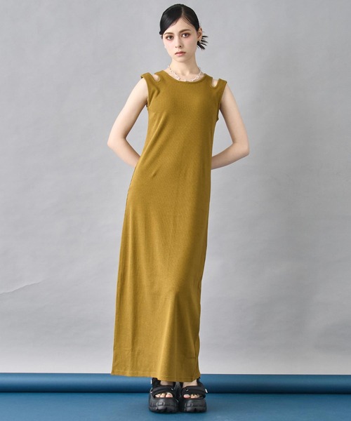 ANAP（アナップ）の「カップ付き レイヤード風 デザイン リブ ワンピース（ワンピース・レディース・ネイビー/ブラック/マスタード・FREE）」の14枚目の写真