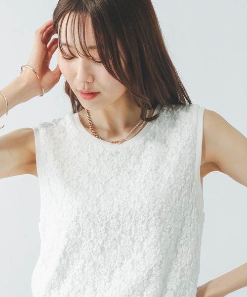 GLOBAL WORK（グローバルワーク）の「Beauteeレースタンク/497012（タンクトップ・レディース・ブラック/ブラウン/グレー/オフホワイト・MEDIUM/LARGE）」の10枚目の写真