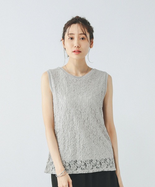 GLOBAL WORK（グローバルワーク）の「Beauteeレースタンク/497012（タンクトップ・レディース・ブラック/ブラウン/グレー/オフホワイト・MEDIUM/LARGE）」の19枚目の写真