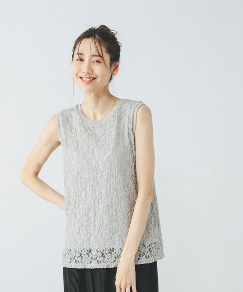 GLOBAL WORK（グローバルワーク）の「Beauteeレースタンク/497012（タンクトップ・レディース・ブラック/ブラウン/グレー/オフホワイト・MEDIUM/LARGE）」の20枚目の写真