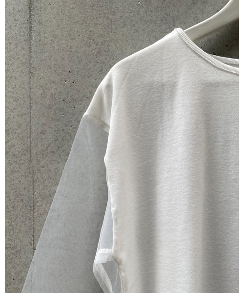 Alt due(オルトデュー)の「【Alt due/オルト デュー】シアースリーブプルオーバー/長袖カットソー(Tシャツ/カットソー・レディース・ホワイト/ブラック・FREE)」の8枚目の写真