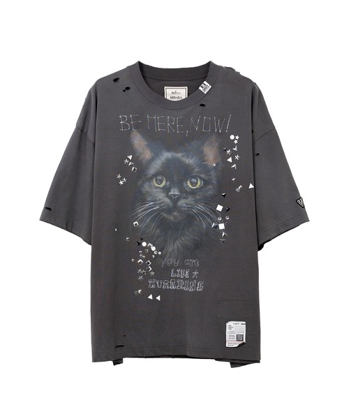 【MIHARAYASUHIRO】Cat Printed Embellished Distressed Tシャツ Cat Printed Embellished Distressed T-shirt(Tシャツ