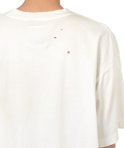 Cat Printed Embellished Distressed T-shirt（Tシャツ