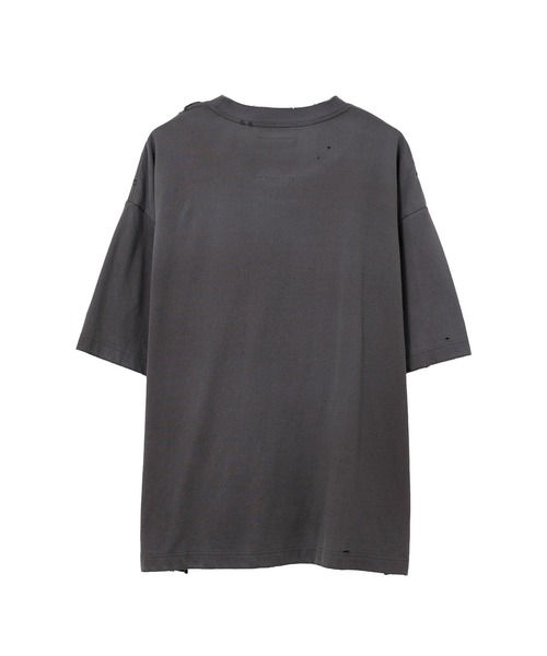 Cat Printed Embellished Distressed T-shirt（Tシャツ