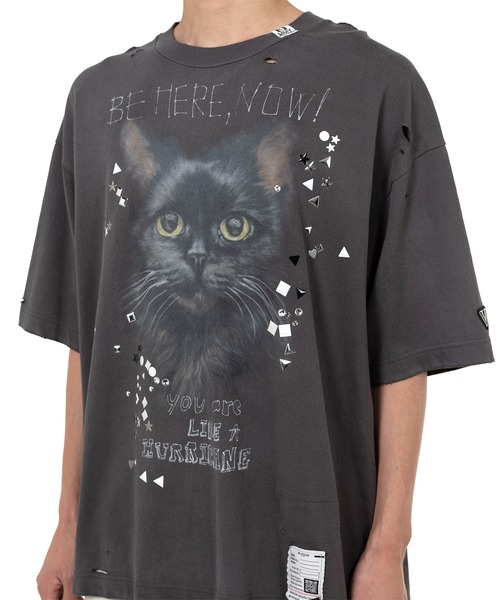 Distressed Cat Print T-shirt メゾンミハラヤスヒロ Maison MIHARA YASUHIRO ONLINE STORE（ミハラヤスヒロ
