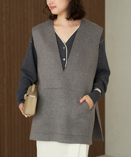 【2023AW】plage WO オーバーベスト ナチュラル 追加》WO オーバーベスト（ベスト）｜Plage（プラージュ）の