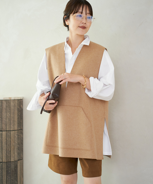 【2023AW】plage WO オーバーベスト ナチュラル 追加》WO オーバーベスト（ベスト）｜Plage（プラージュ）の