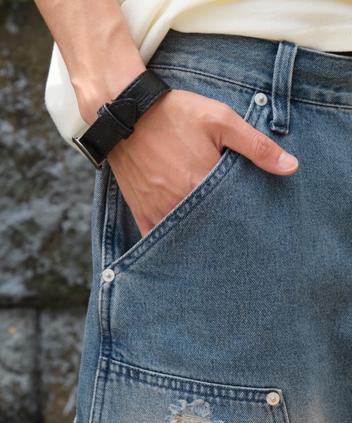 WEGO（ウィゴー）の「WEGO/ダブルニーダメージデニムショーツ（デニムパンツ・メンズ・コバルトブルー/ブラック系3・MEDIUM/LARGE）」の6枚目の写真