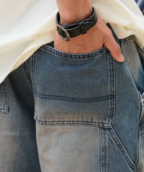 WEGO（ウィゴー）の「WEGO/ダブルニーダメージデニムショーツ（デニムパンツ・メンズ・コバルトブルー/ブラック系3・MEDIUM/LARGE）」の5枚目の写真