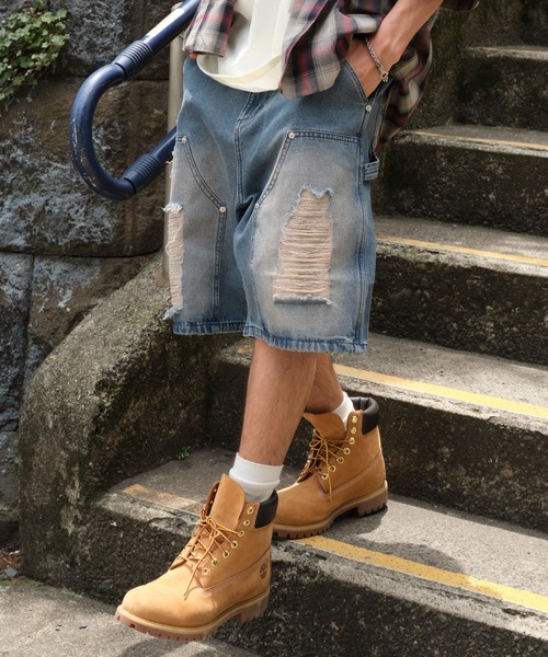 WEGO（ウィゴー）の「WEGO/ダブルニーダメージデニムショーツ（デニムパンツ・メンズ・コバルトブルー/ブラック系3・MEDIUM/LARGE）」の19枚目の写真