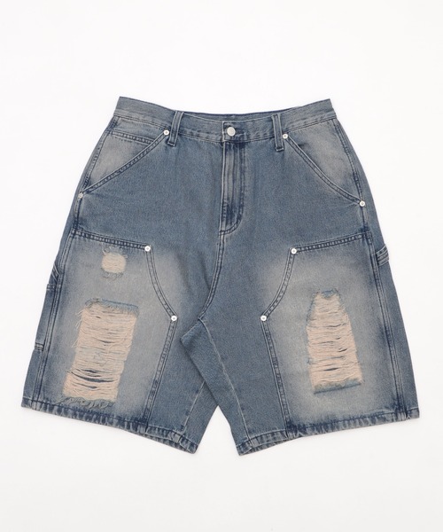 WEGO（ウィゴー）の「WEGO/ダブルニーダメージデニムショーツ（デニムパンツ・メンズ・コバルトブルー/ブラック系3・MEDIUM/LARGE）」の17枚目の写真