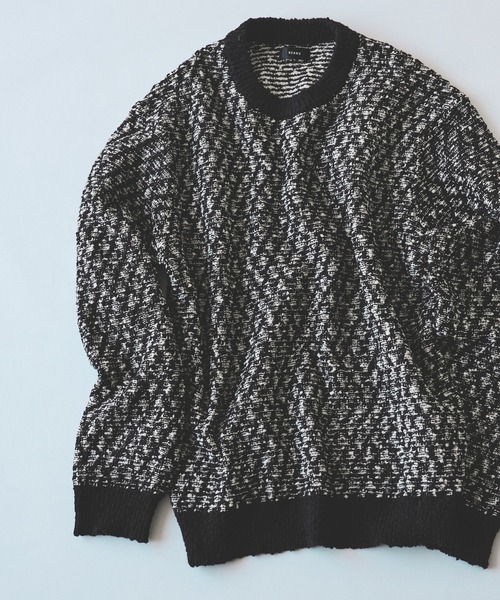 BEAMS(ビームス)の「5ゲージ ツイーディー クルーネック ニット(ニット/セーター・メンズ・ブラック/ブラウン・S/M/L/XL)」の3枚目の写真