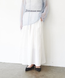 ベルト付きタックロングスカート
