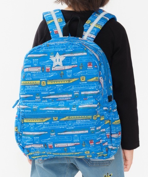 Kids Foret（キッズフォーレ）の「JR新幹線電車総柄リュック（バックパック/リュック・キッズ・ブルー/ベージュ・M/L）」の2枚目の写真