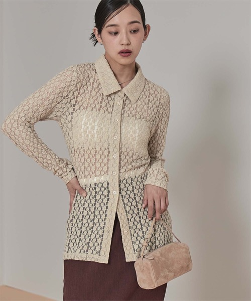 miette(ミエット)の「カットレースコンパクトシャツ(シャツ/ブラウス・レディース・ベージュ/アイボリー/ボルドー・S/M)」の3枚目の写真