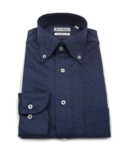 HARUYAMA(ハルヤマ)の「【完全ノーアイロン】 デニム調 ワイシャツ ボタンダウン 長袖 アイシャツ i-shirt(ビジネスシャツ・メンズ・ネイビー/ブルー/ブルー系その他・首回り41cm-裄丈84cm/首回り39cm-裄丈82cm/首回り38cm-裄丈80cm/首回り43cm-裄丈86cm)」の5枚目の写真