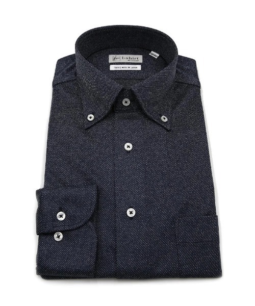 HARUYAMA(ハルヤマ)の「【完全ノーアイロン】 デニム調 ワイシャツ ボタンダウン 長袖 アイシャツ i-shirt(ビジネスシャツ・メンズ・ネイビー/ブルー/ブルー系その他・首回り41cm-裄丈84cm/首回り39cm-裄丈82cm/首回り38cm-裄丈80cm/首回り43cm-裄丈86cm)」の4枚目の写真