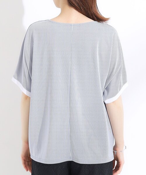 SHOO・LA・RUE(シューラルー)の「【ひんやり/UV】高気温でも快適に インせず決まるドルマントップス(Tシャツ/カットソー・レディース・ブラック/ベージュ系2/ネイビー系2・01/02/03/04)」の6枚目の写真