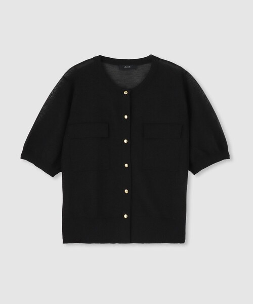 allureville(アルアバイル)の「スパークシアー半袖カーディガン(カーディガン/ボレロ・レディース・ゴールド/ブラック/ライトベージュ・2)」の3枚目の写真