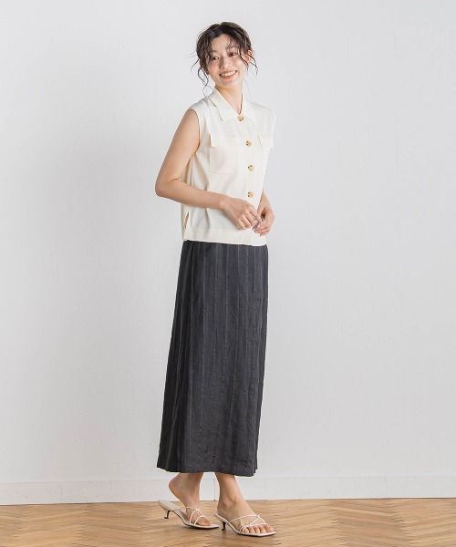Droite lautreamont(ドロワットロートレアモン)の「リネンストライプスカート≪手洗い可能≫(スカート・レディース・ブラック/キャメル・M/S)」の16枚目の写真