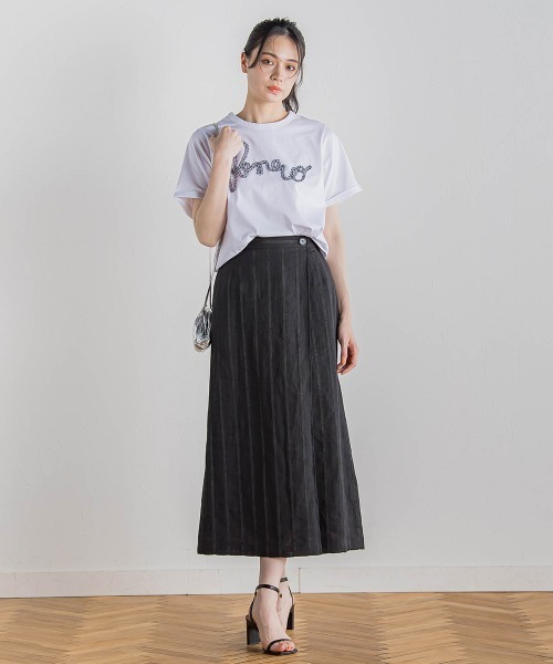 Droite lautreamont(ドロワットロートレアモン)の「リネンストライプスカート≪手洗い可能≫(スカート・レディース・ブラック/キャメル・M/S)」の4枚目の写真