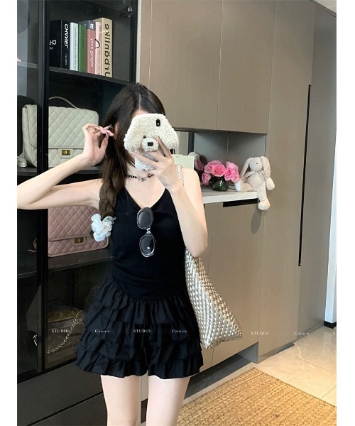 Ritzy(リッツィー)の「キャミソール風 フリル付きワンピース(ワンピース・レディース・ホワイト/ブラック・L/M)」の11枚目の写真
