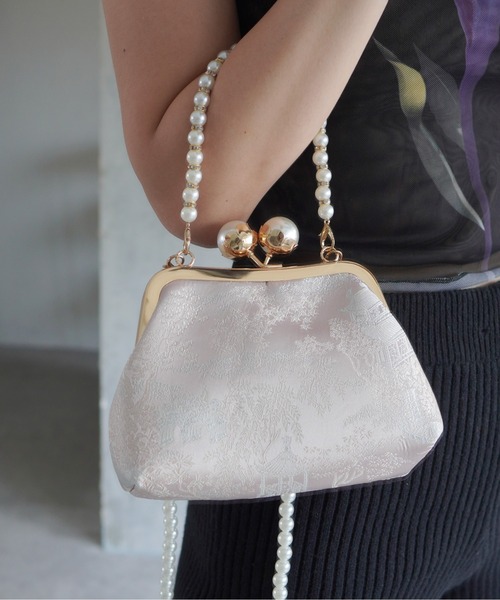 セール】【 Port / ポート 】 パール チェーン 和柄 がま口