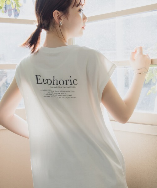 slattgir(スラットジール)の「高身長 綿100%フレンチスリーブロゴプリントTシャツ(UVカット・接触冷感)(トールサイズ)Essenave(Tシャツ/カットソー・レディース・オフホワイト/ベージュ・TM/TL/TLL/T3L/T4L/T5L)」の10枚目の写真