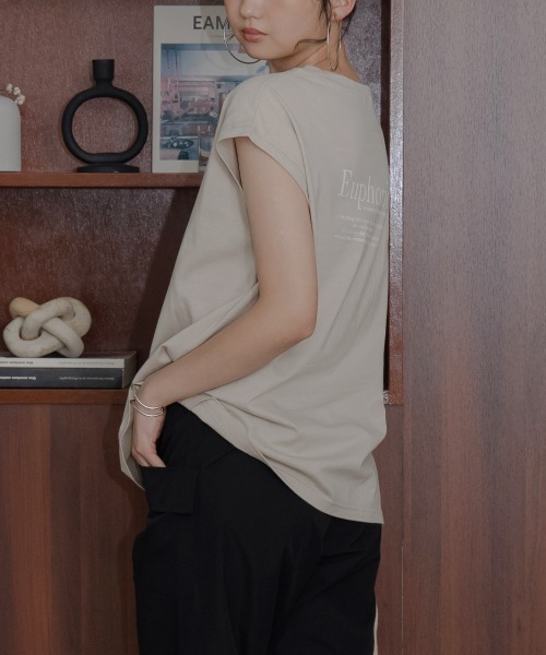 slattgir(スラットジール)の「高身長 綿100%フレンチスリーブロゴプリントTシャツ(UVカット・接触冷感)(トールサイズ)Essenave(Tシャツ/カットソー・レディース・オフホワイト/ベージュ・TM/TL/TLL/T3L/T4L/T5L)」の13枚目の写真