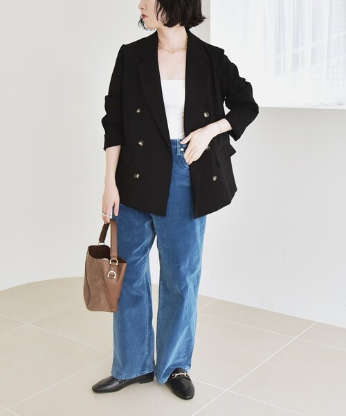 quaranciel:〈手洗い可能〉メッシュ ダブルブレスト テーラード