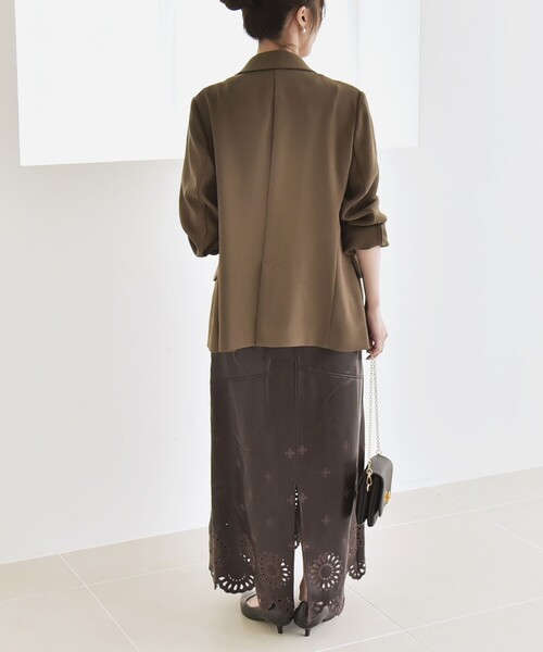 quaranciel:〈手洗い可能〉メッシュ ダブルブレスト テーラード