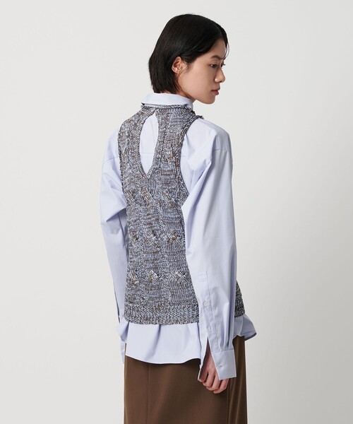 AEWEN MATOPH（イウエン マトフ）の「＜AEWEN MATOPH＞ミックスヤーンケーブルノースリーブニット ‐ ウォッシャブル ‐（ベスト・レディース・ブラック/ブラウン系・FREE）」の4枚目の写真