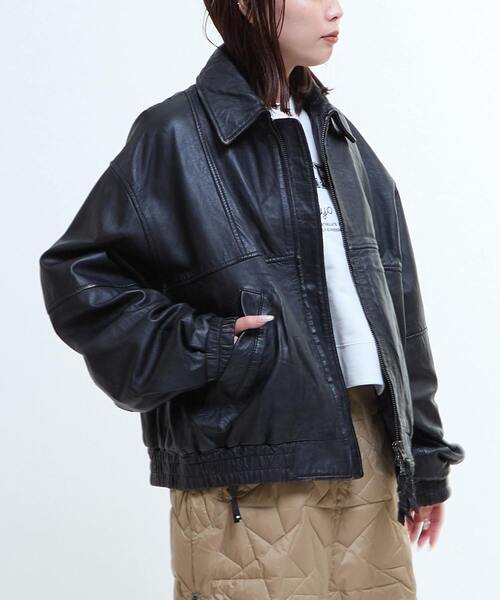 VINTAGELIKE SHEEP LEATHER ZIP BLOUSON（ライダースジャケット